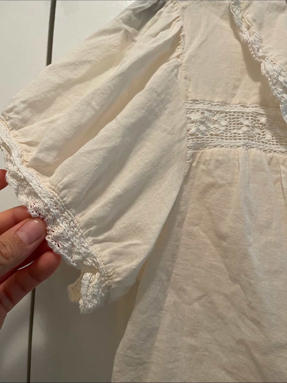 cupcakes & cashmere Lace-Trim Cream Button Blouse - Picture 3 of 7